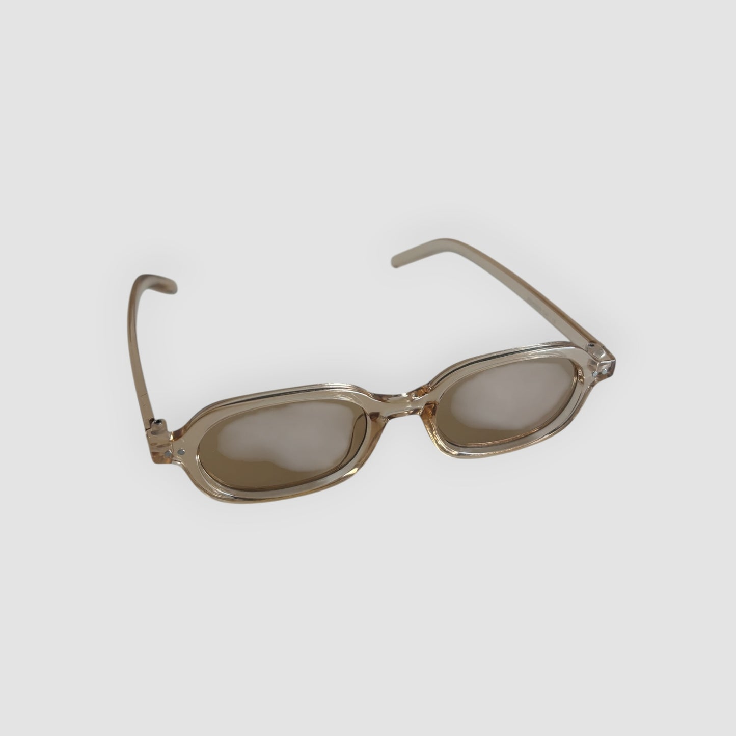 Óculos de Sol Retangulares Transparentes Bege Vintage Retro