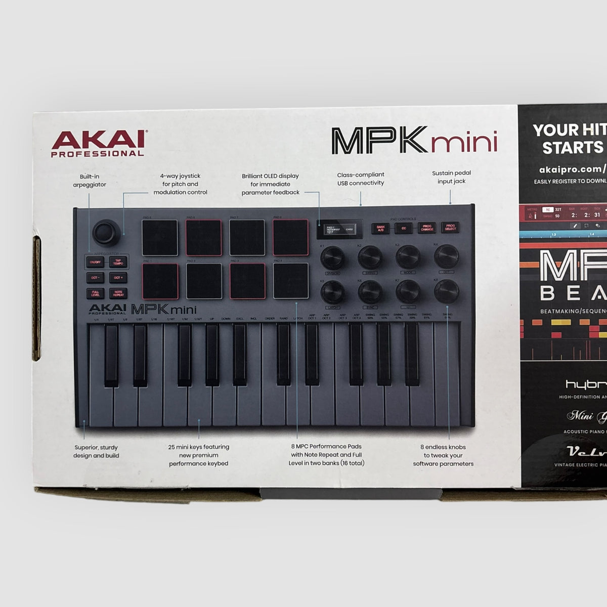 Teclado midi AKAI Professional MPK Mini MK3 – Special Edition Grey – Cinzento – Novo