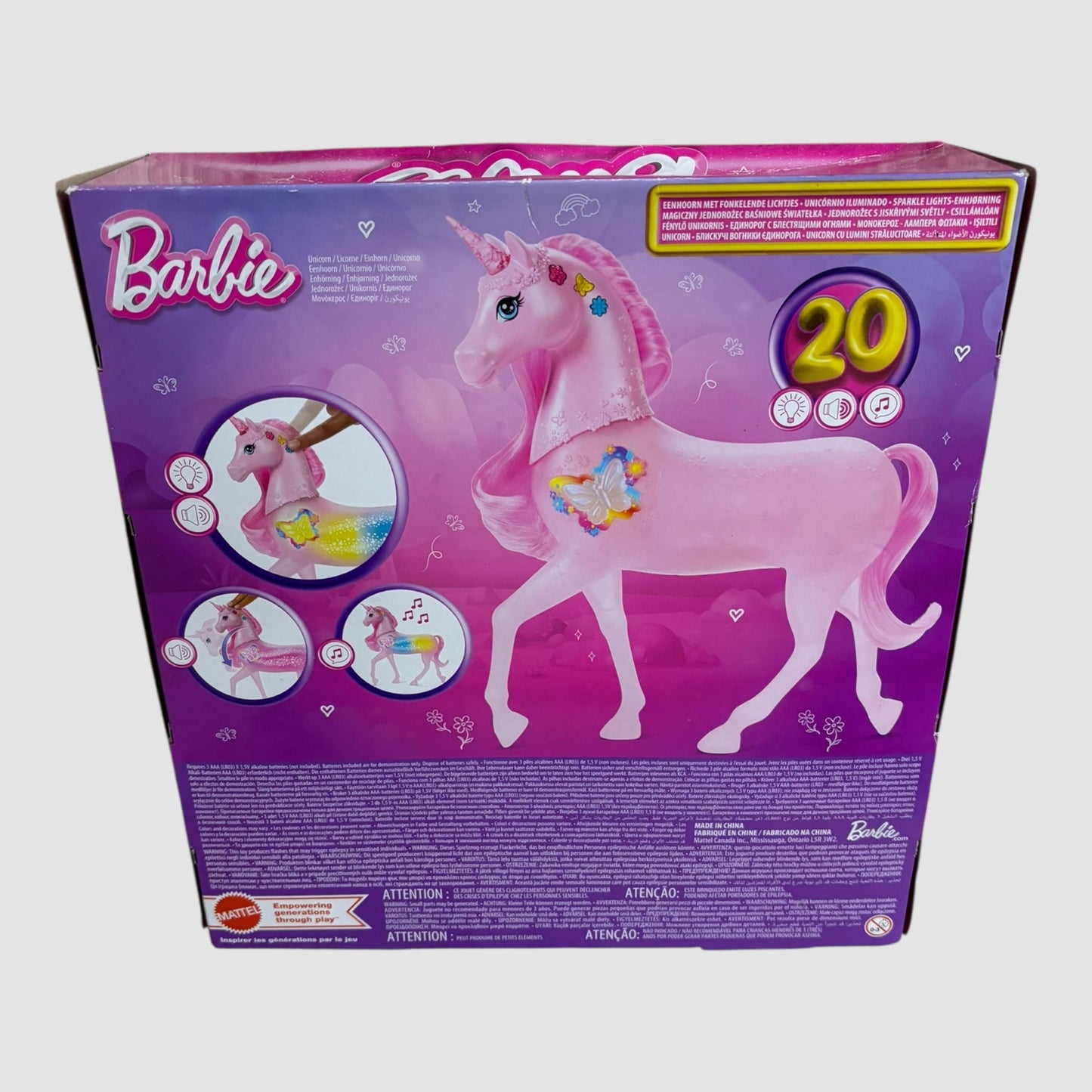Barbie Unicórnio com luzes e Som Novo