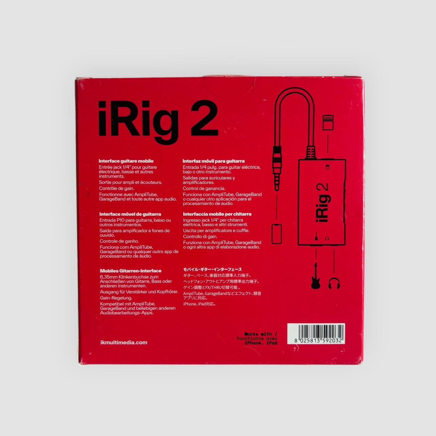 IK Multimedia iRig 2 Interface de Guitarra para Smartphone, Tablet e PC