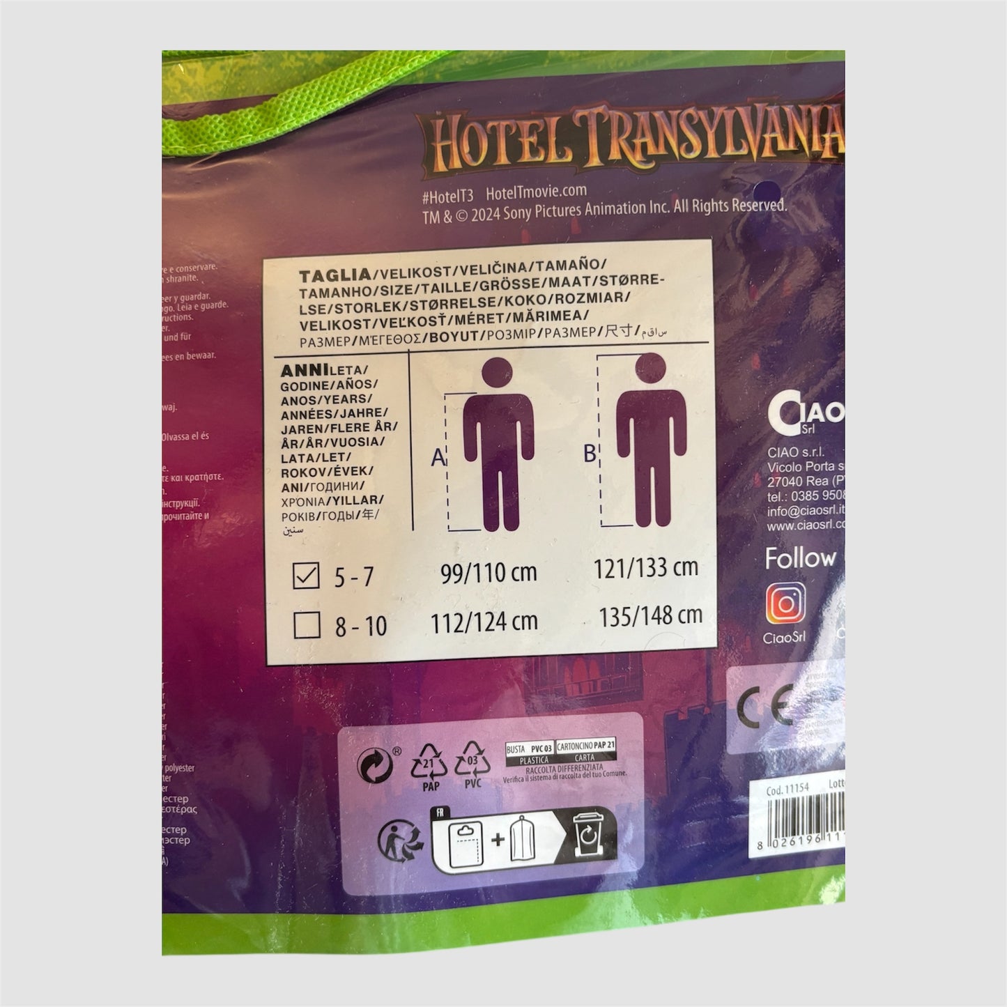 Disfarce Drac Hotel Transylvania 5-7 anos Ciao