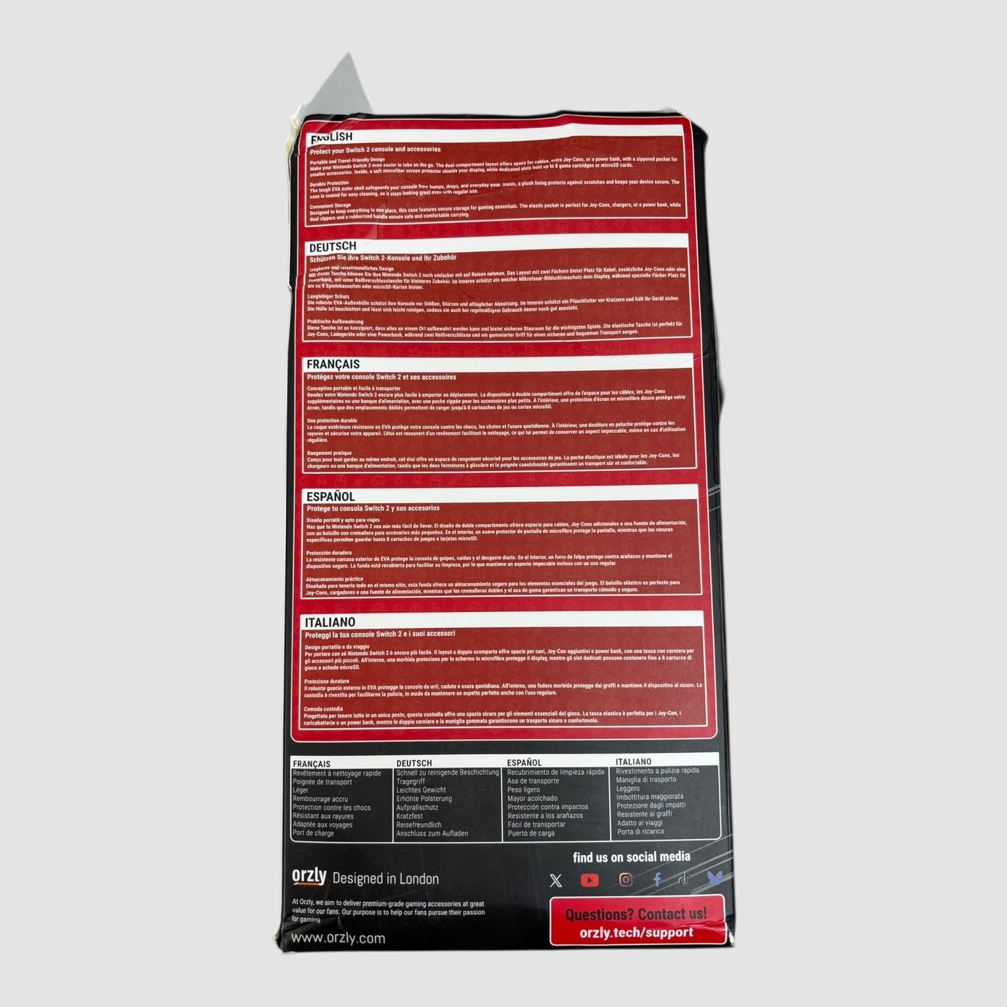 Capa de Transporte Orzly para Nintendo Switch OLED e Switch Original Preta
