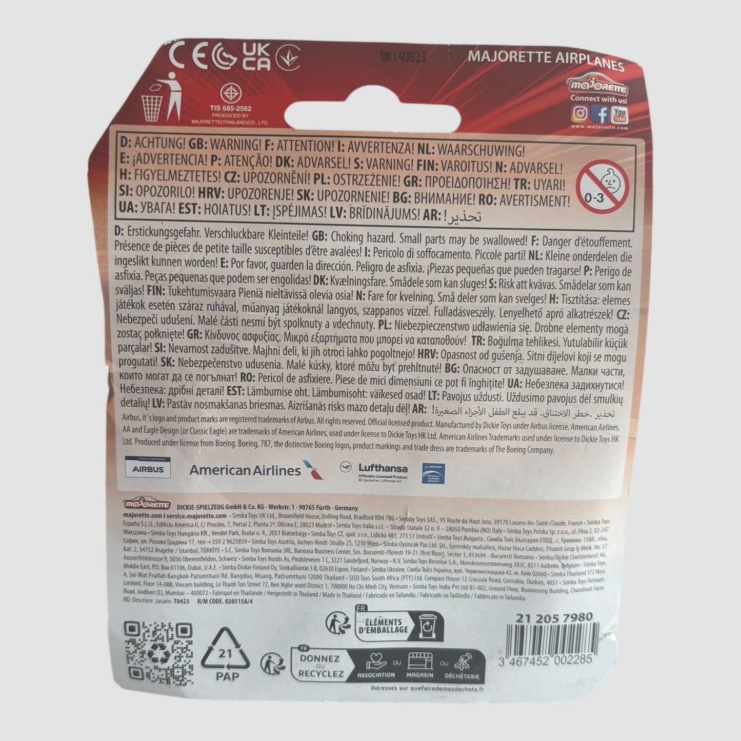 Miniatura de avião Boeing 787-9 da marca Majorette