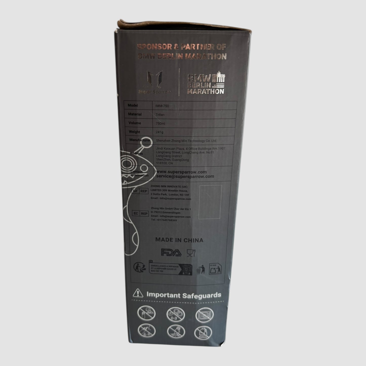 Garrafa de Água Desportiva Super Sparrow 750ml Tritan Sem BPA Verde Agave