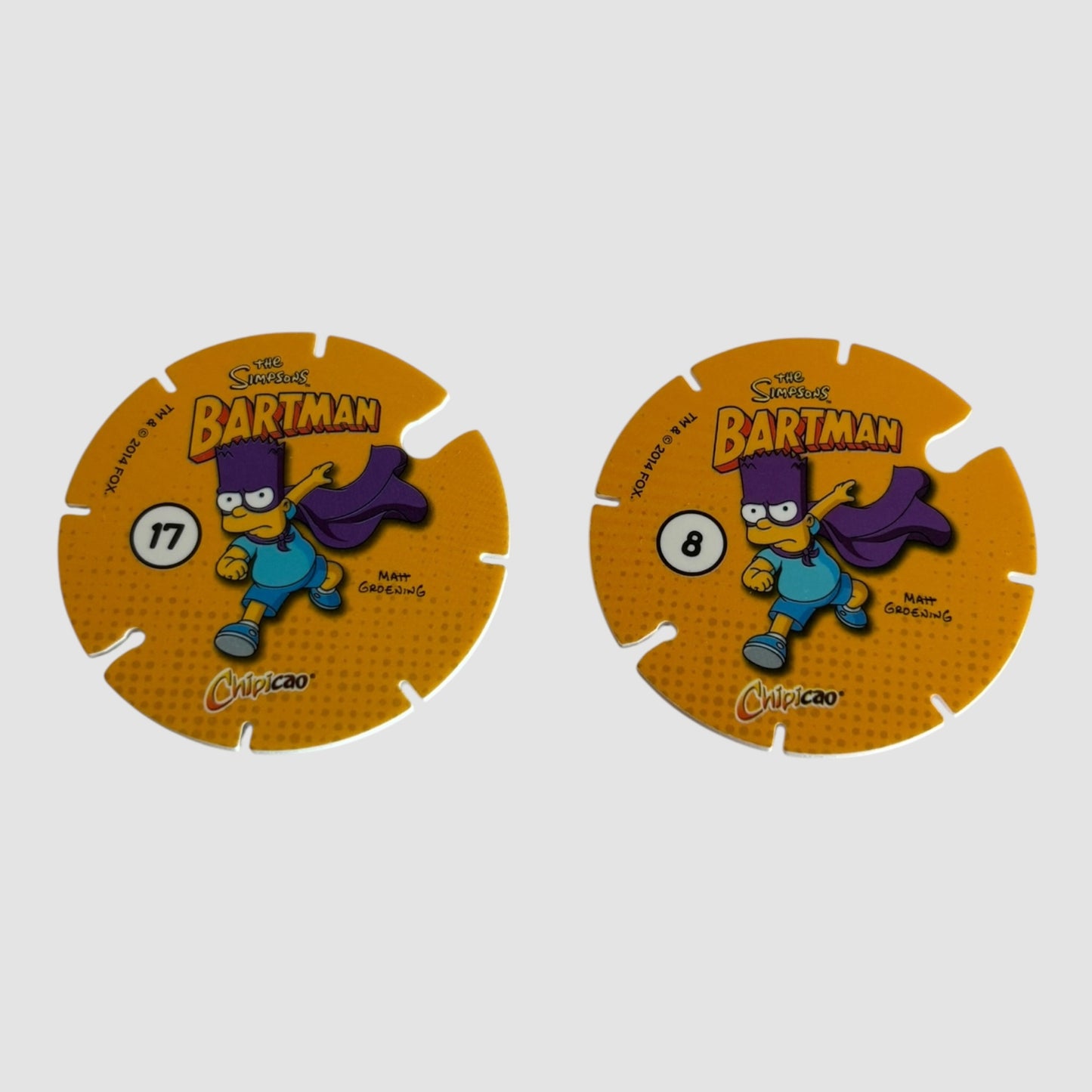 2 Tazos The Simpsons Bartman Chipicao