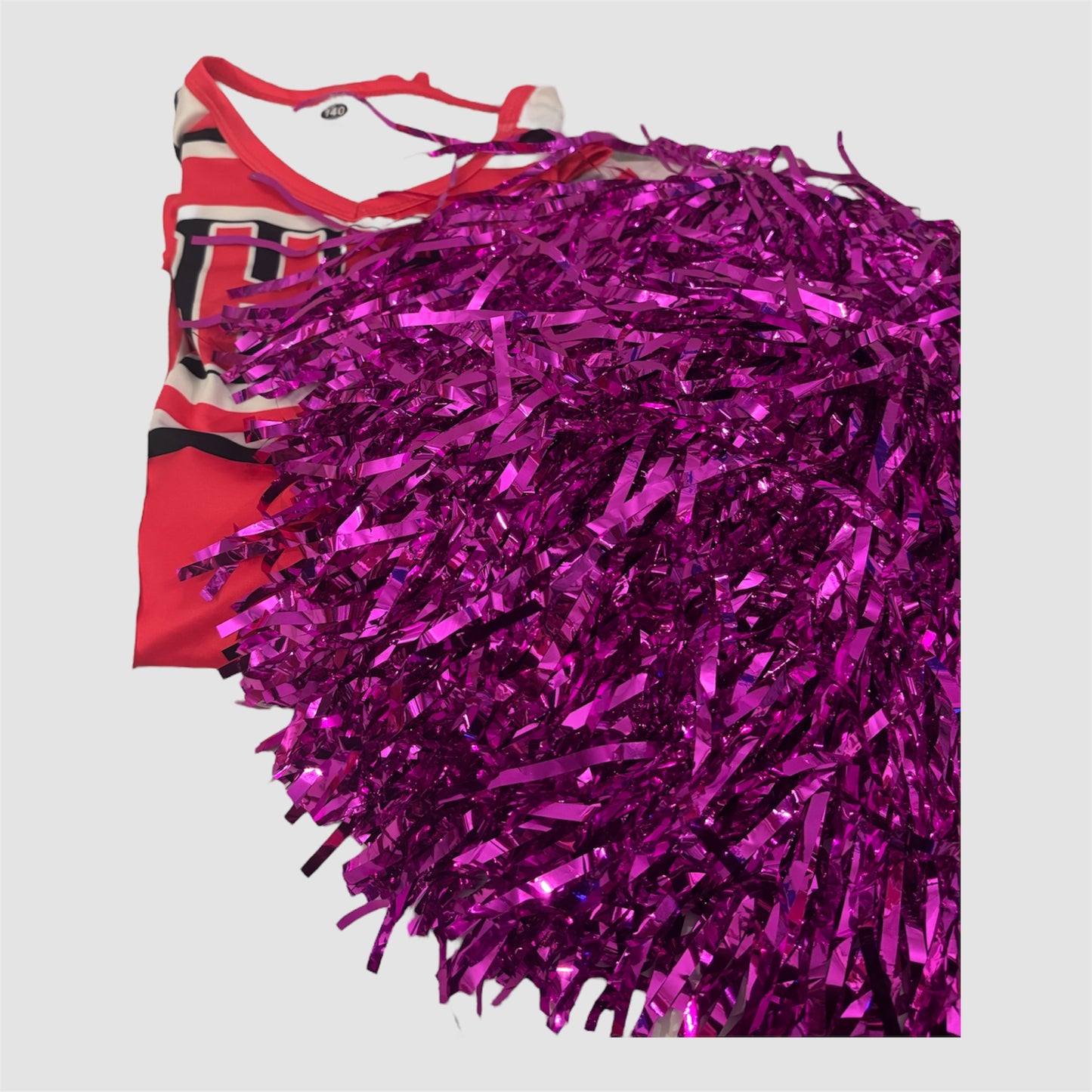 Disfarce de Animadora (Cheerleader) Menina Rosa c/ Pompons – Tam. 140 (9-10 anos)