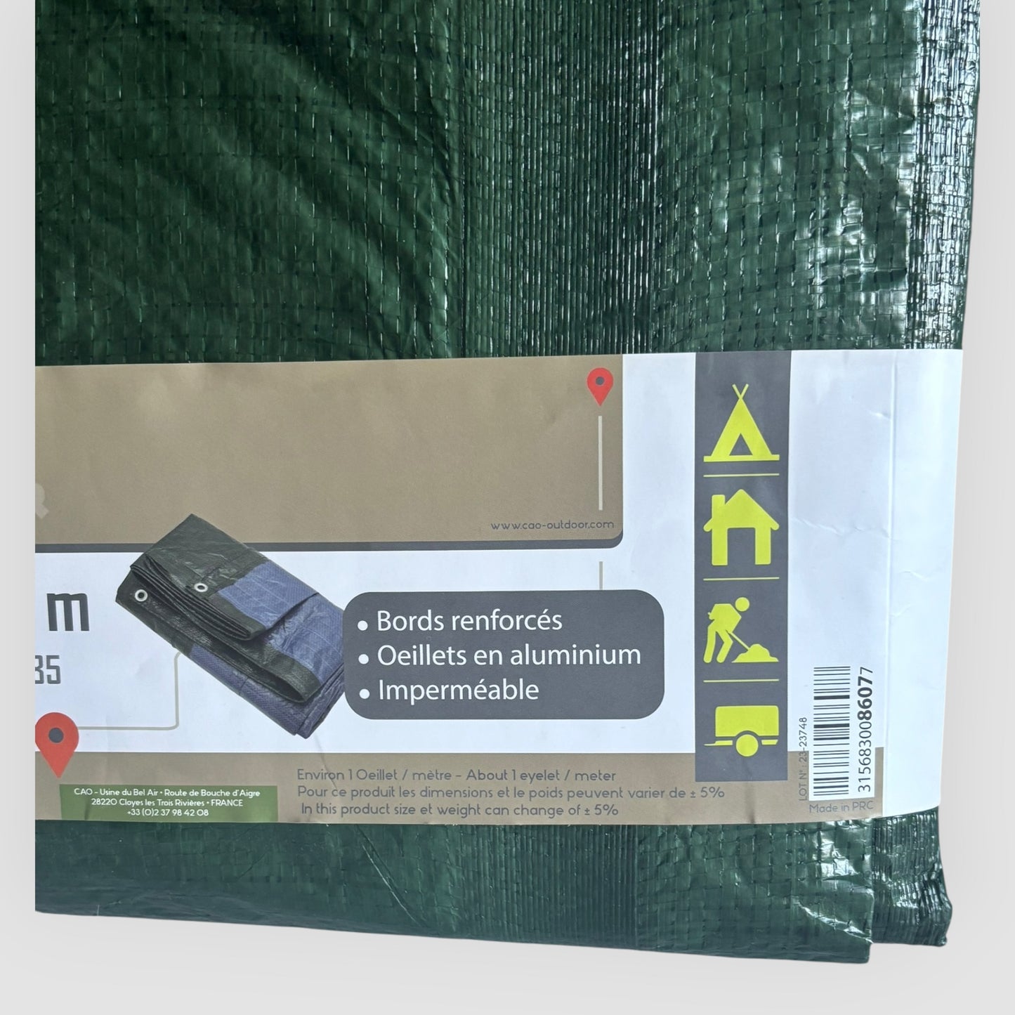 Lona Impermeável CAO Outdoor 4 x 5 m com Ilhós em Alumínio | Nova