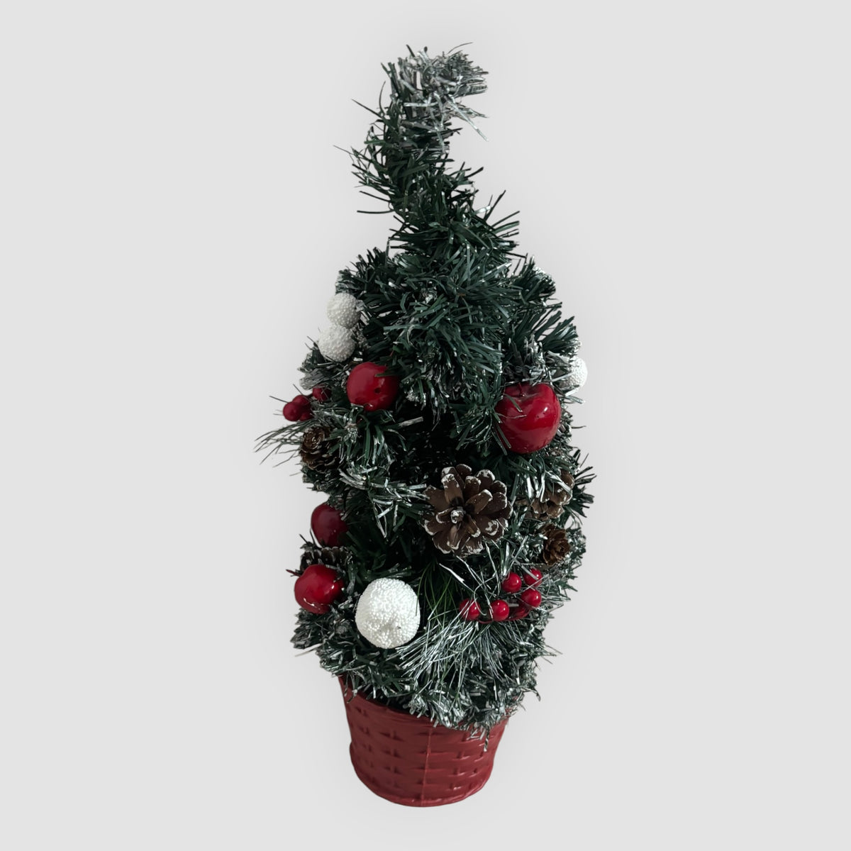 Árvore de Natal Decorativa Pequena com Vaso – Verde/Vermelho