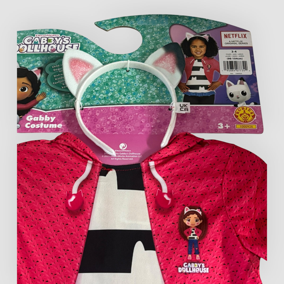 Disfarce Gabby’s Dollhouse – Casa de Bonecas da Gabby – 3 a 4 Anos – Com Defeito
