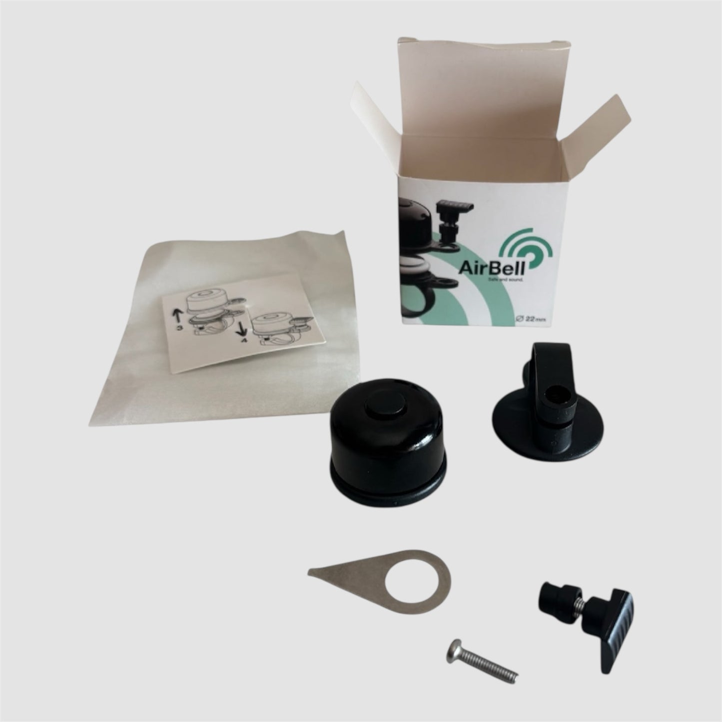 Campainha AirBell para bicicleta, com suporte para AirTag de 22 mm.