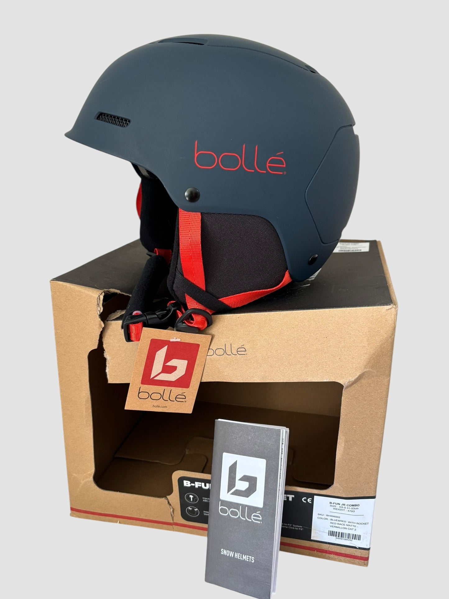 Capacete de Esqui/Snow Júnior Bollé B-Fun JR Combo XS-S 51-53 cm Azul/Vermelho – Sem Óculos