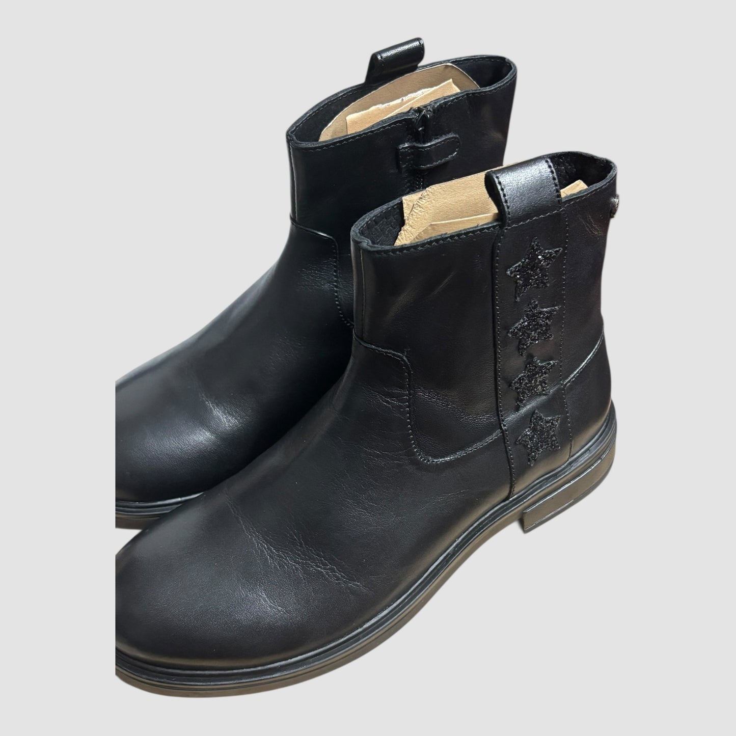 Botins Gioseppo Kisber Pretos Menina Tamanho 36 com Estrelas Glitter Novas