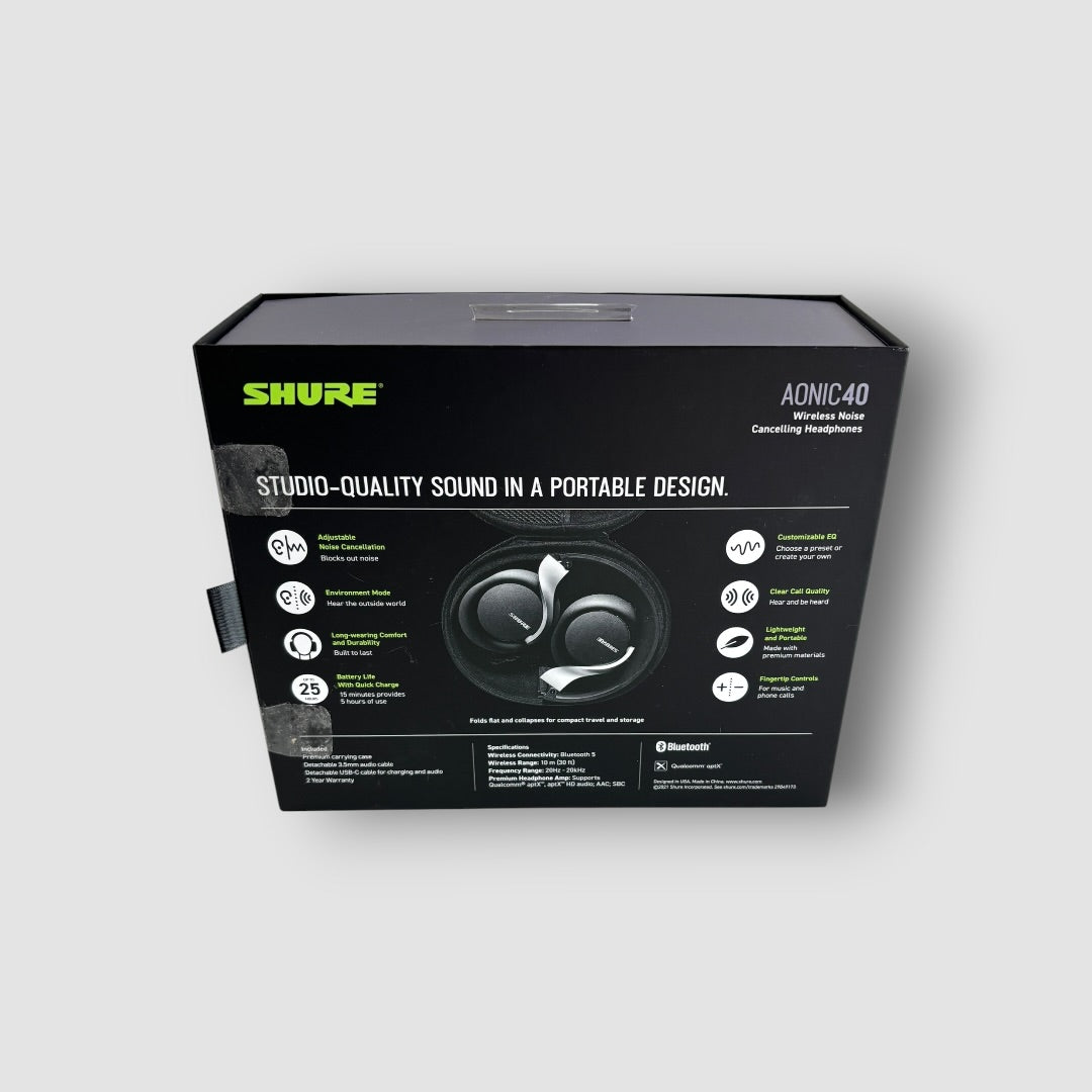 Shure AONIC 40 Auscultadores Bluetooth com Cancelamento de Ruído Pretos