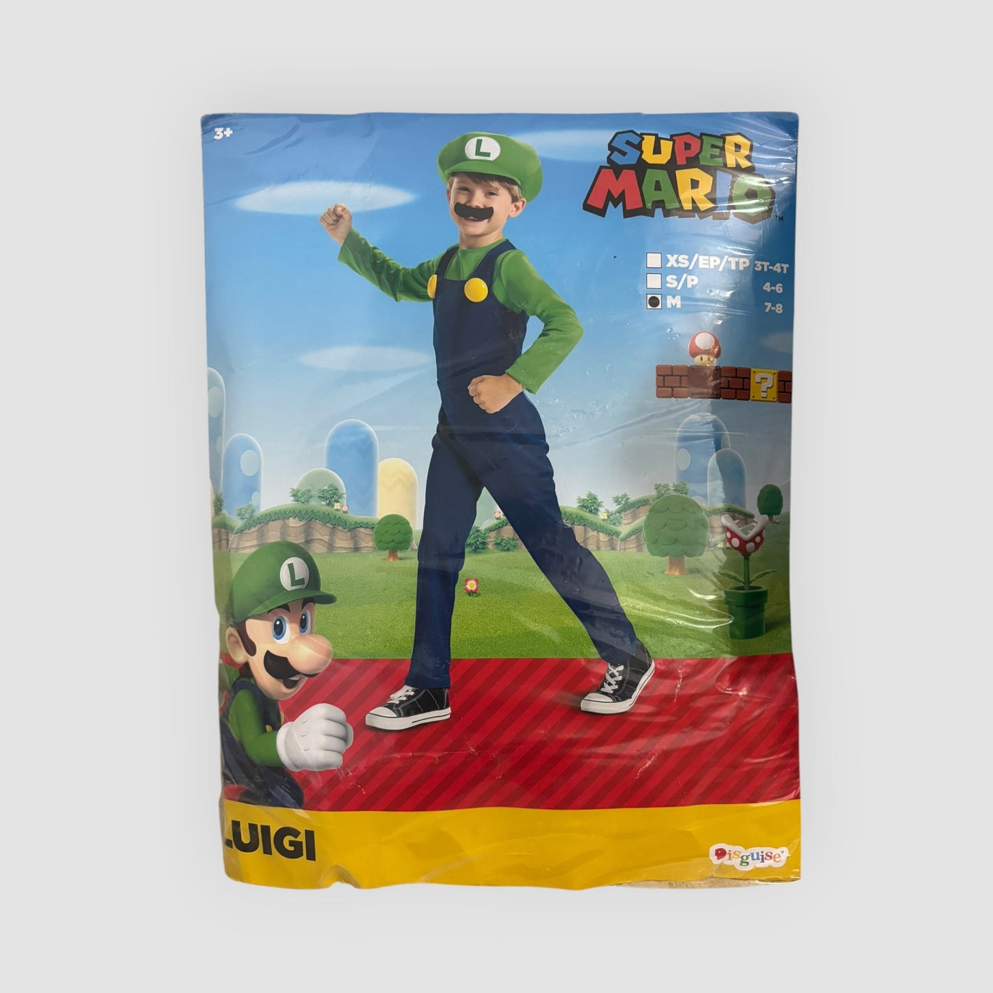 Fato Luigi Super Mario Criança 7-8 Anos | Licença Oficial | Novo