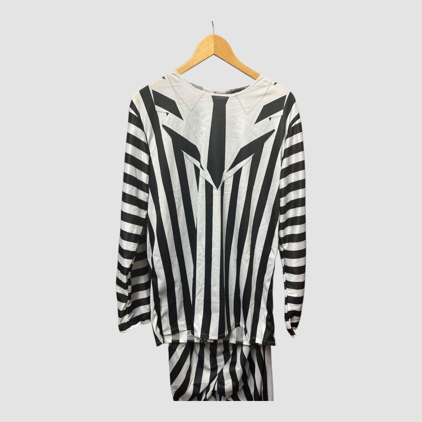 Fato Beetlejuice Adulto – Camisola e Calças às Riscas Preto e Branco (Oficial/Licenciado) Rubies