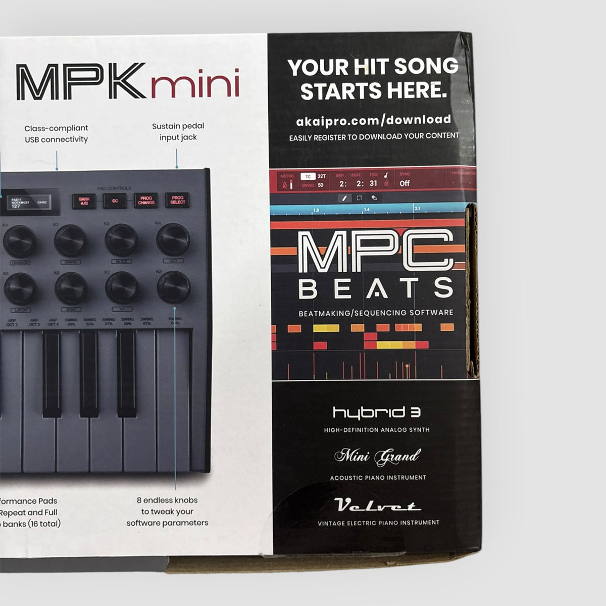 Teclado midi AKAI Professional MPK Mini MK3 – Special Edition Grey – Cinzento – Novo