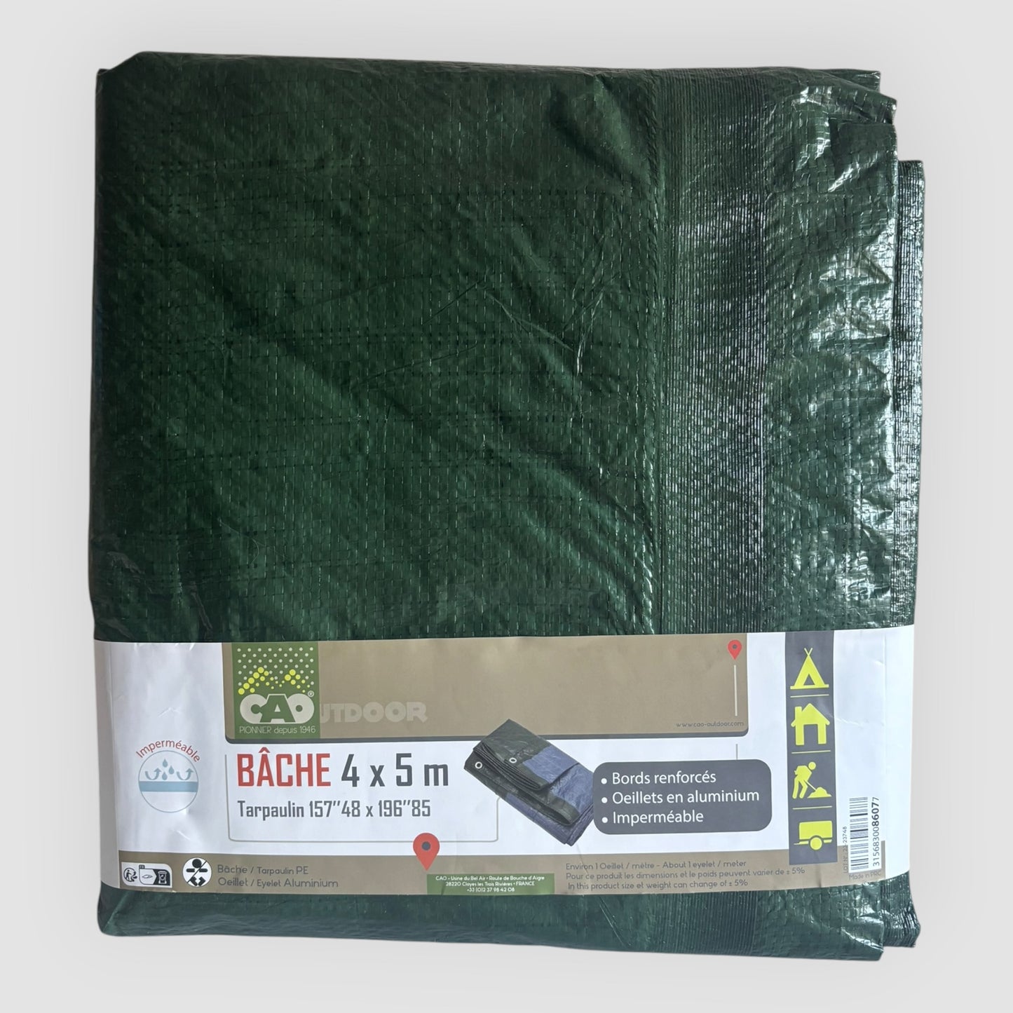Lona Impermeável CAO Outdoor 4 x 5 m com Ilhós em Alumínio | Nova
