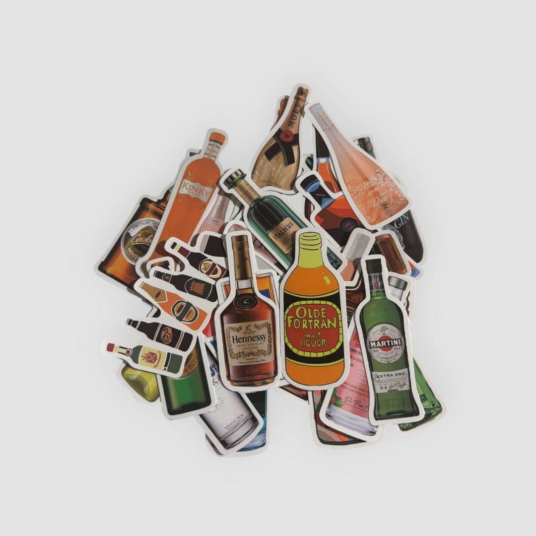 Pack 30 Stickers Drinks e Garrafas