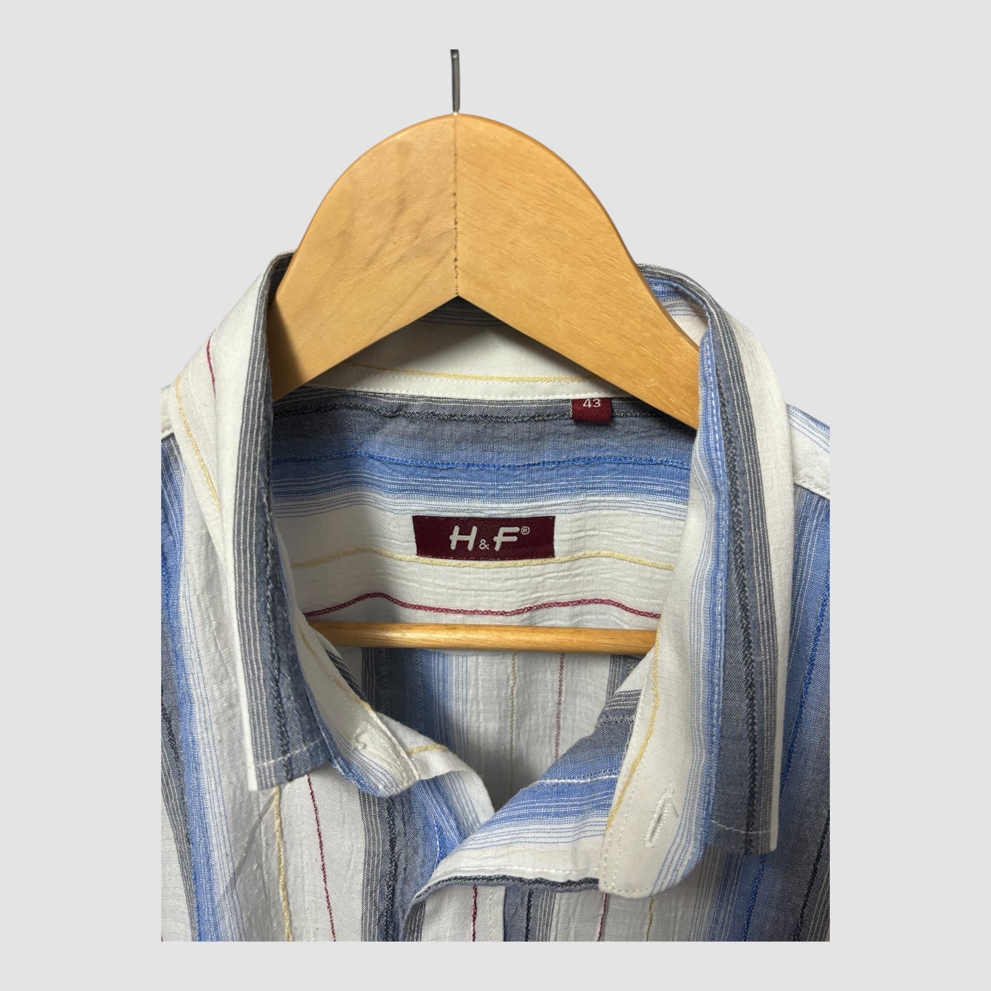 Camisa H&F Homem Manga Curta Listrada Azul XL