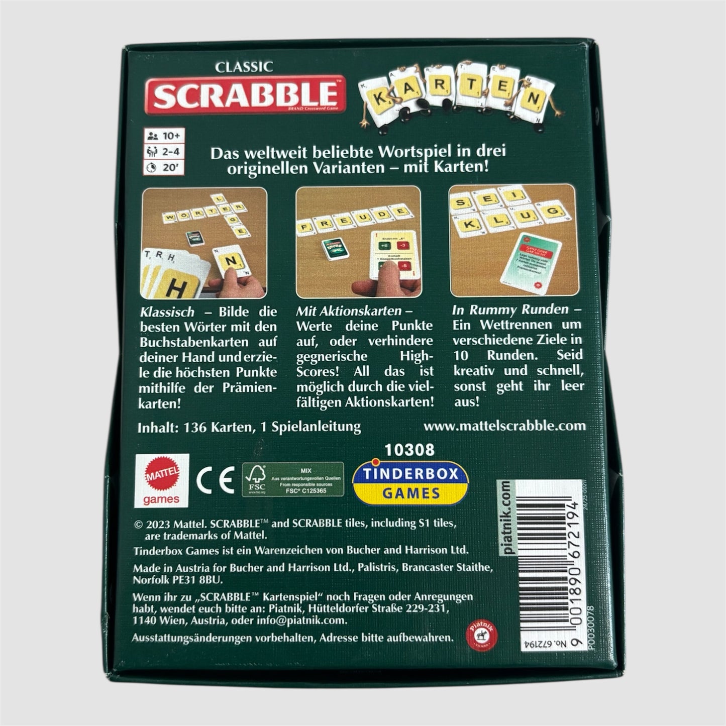 Jogo cartas clássico Scrabble