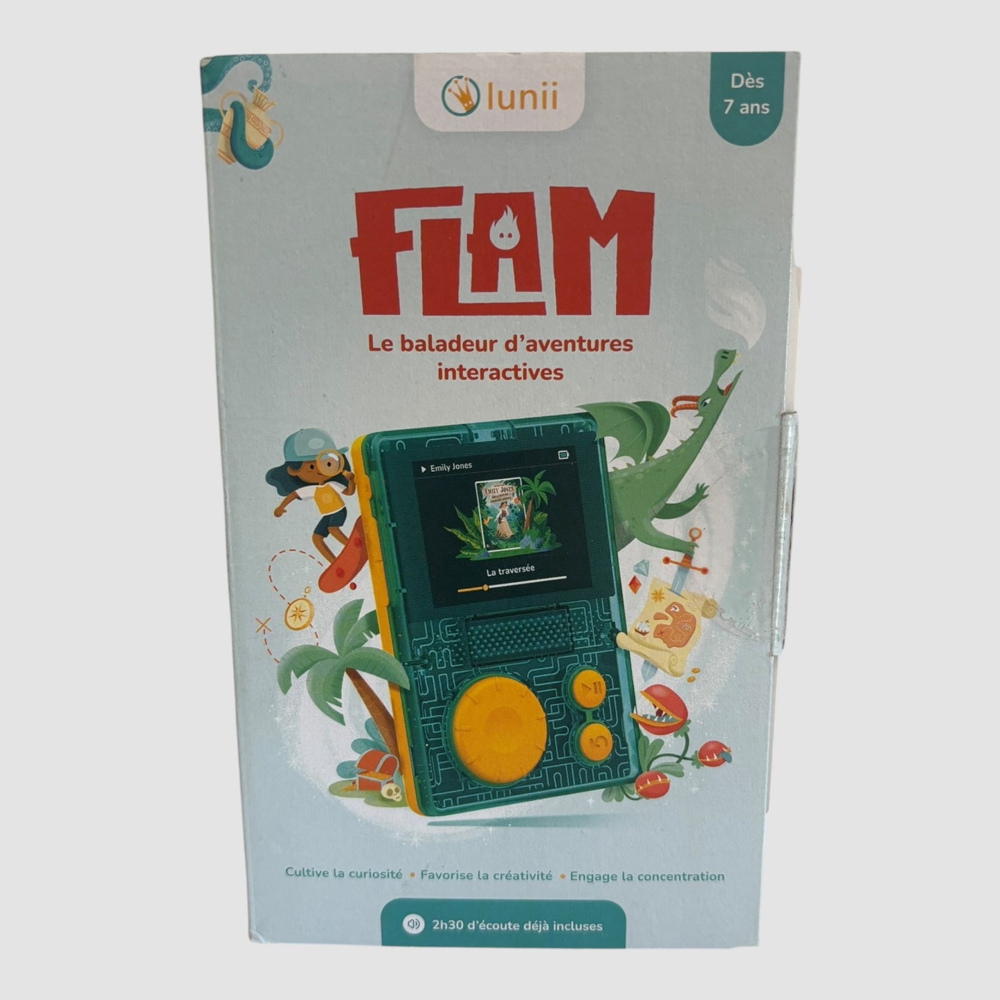 Lunii FLAM leitor de histórias interativas com caixa e cabo USB Francês