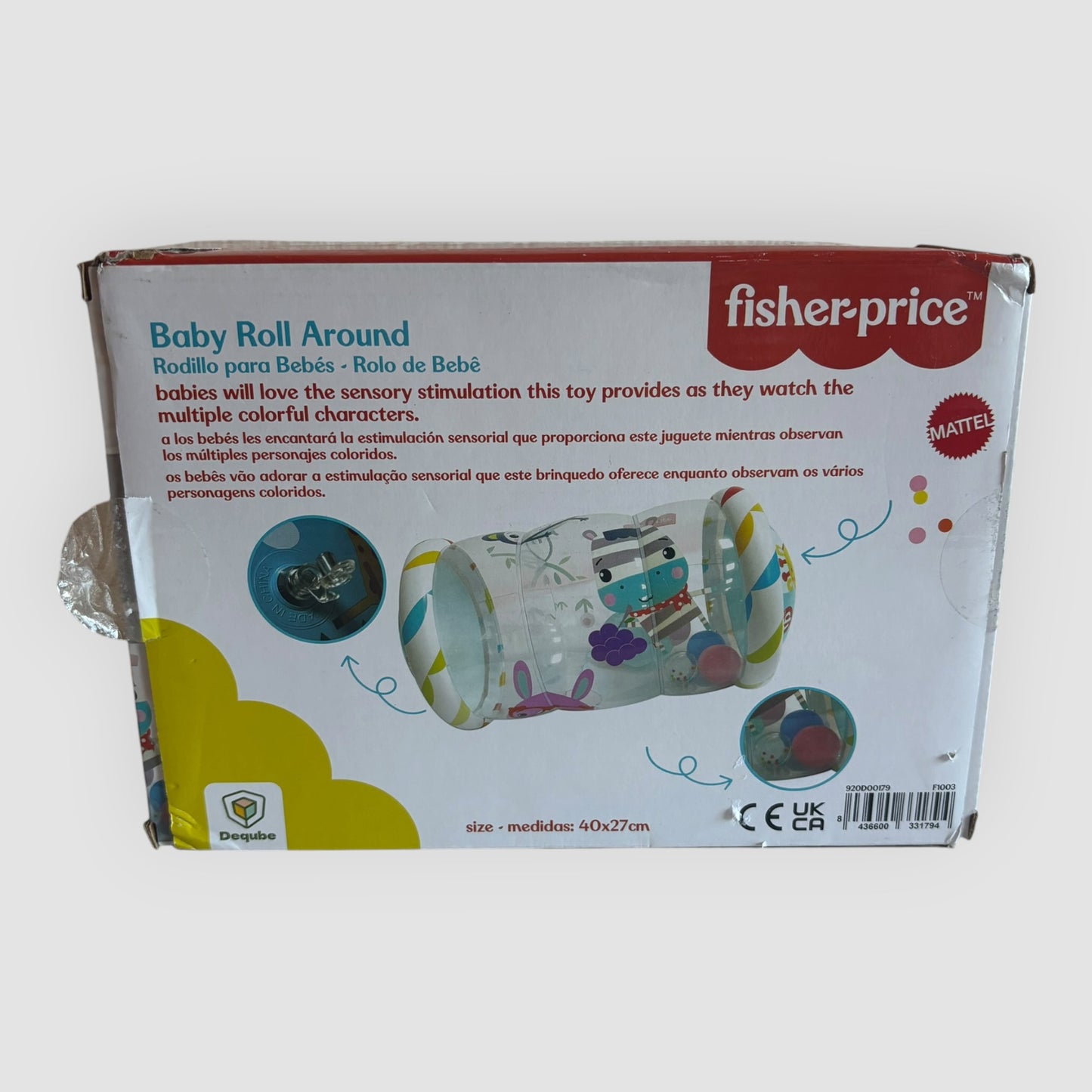 Fisher-Price Baby Roll Around – Rolo Insuflável para Bebés com 3 Bolas | 40 × 27 cm | Usado