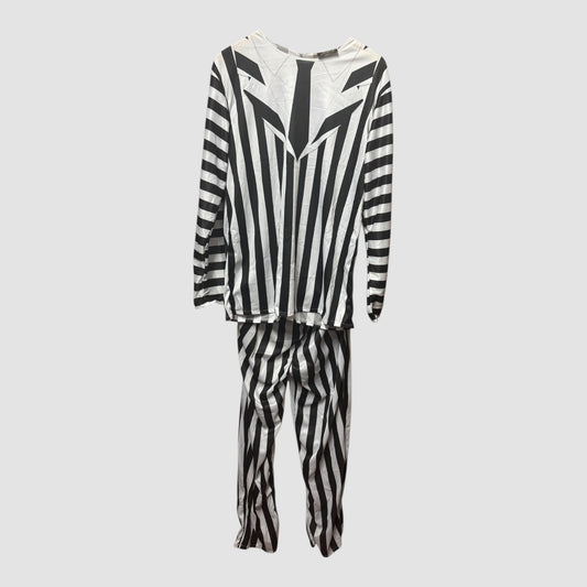 Fato Beetlejuice Adulto – Camisola e Calças às Riscas Preto e Branco (Oficial/Licenciado) Rubies
