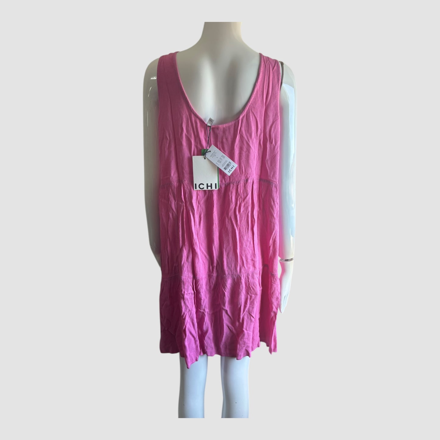 Vestido ICHI Rosa EcoVero Sem Mangas Mulher Tamanho L Novo com Etiqueta
