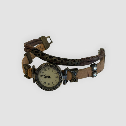 Relógio de Cortiça Vintage Feminino | Estilo Retro