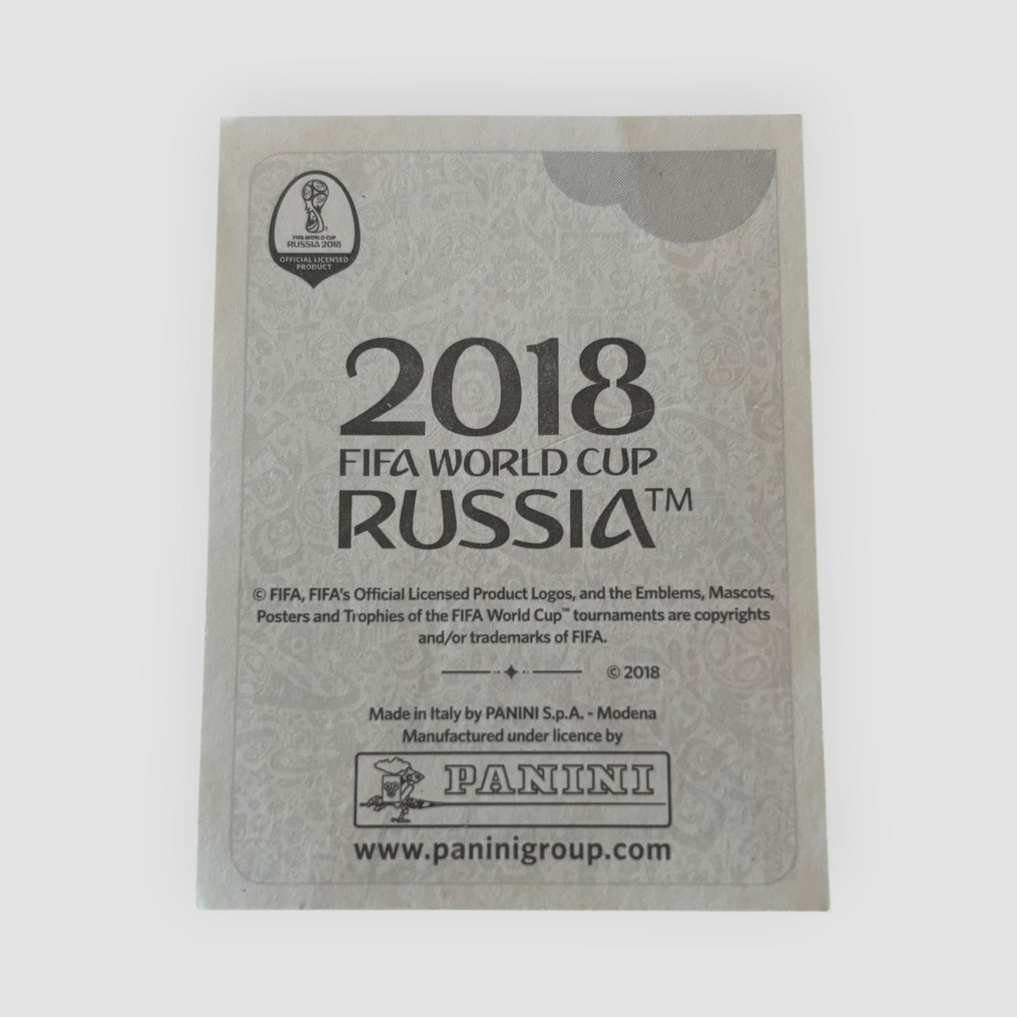 Cromo Kevin De Bruyne Russia 2018 Panini