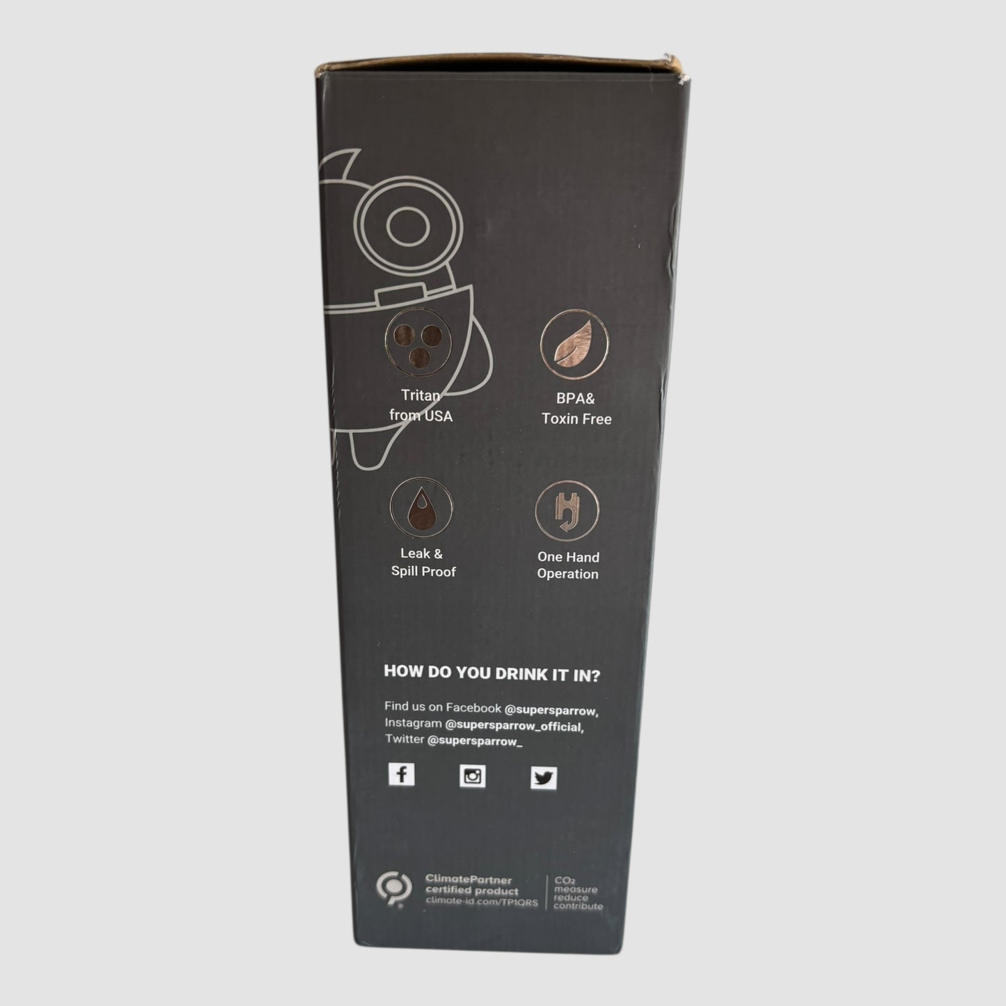 Garrafa de Água Desportiva Super Sparrow 750ml Tritan Sem BPA Verde Agave