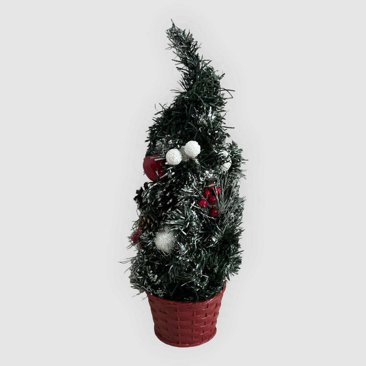 Árvore de Natal Decorativa Pequena com Vaso – Verde/Vermelho
