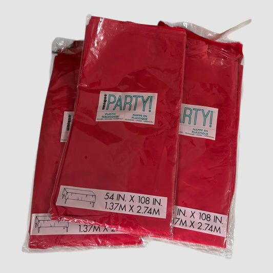 3 Toalha de Mesa Vermelha Unique Party 274x137 cm – Impermeável (plástico) /Descartável