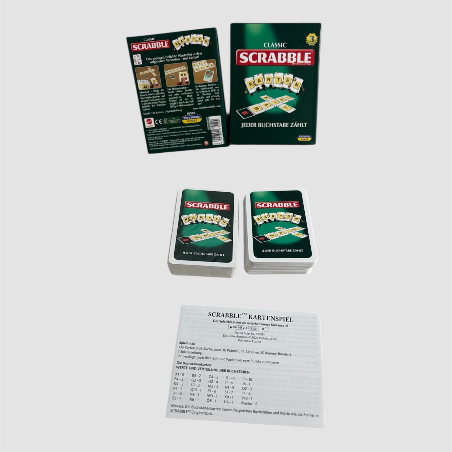 Jogo cartas clássico Scrabble