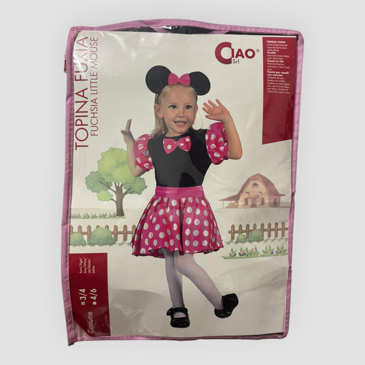 Disfarce Minnie Mouse Rosa – Vestido Infantil – 3/4 Anos
