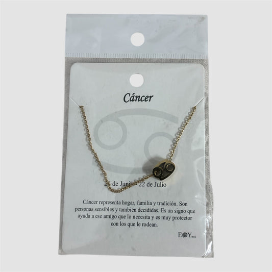 Colar signo caranguejo dourado aço Novo