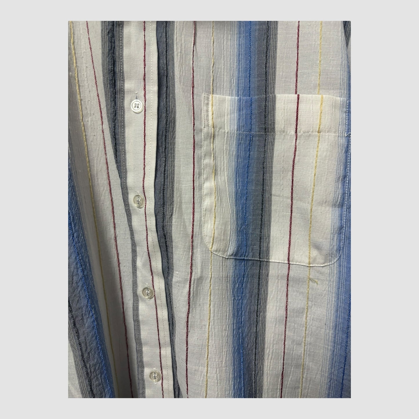 Camisa H&F Homem Manga Curta Listrada Azul XL