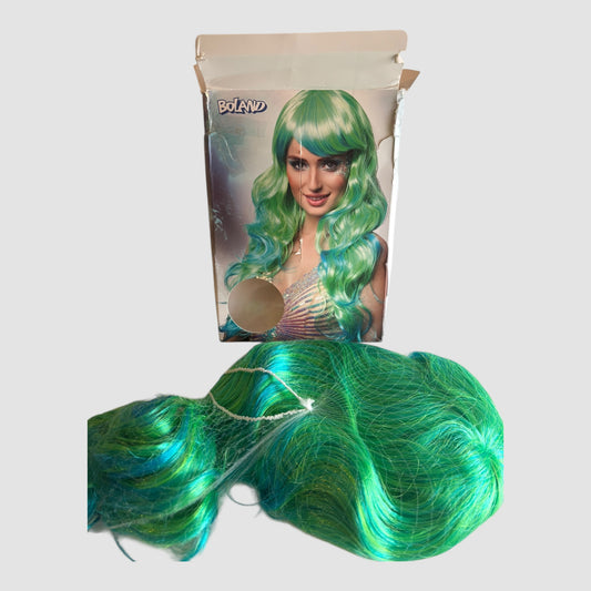 Peruca Aqua Boland Verde e Azul – Cabelo Ondulado, Tamanco Único (Adulto)