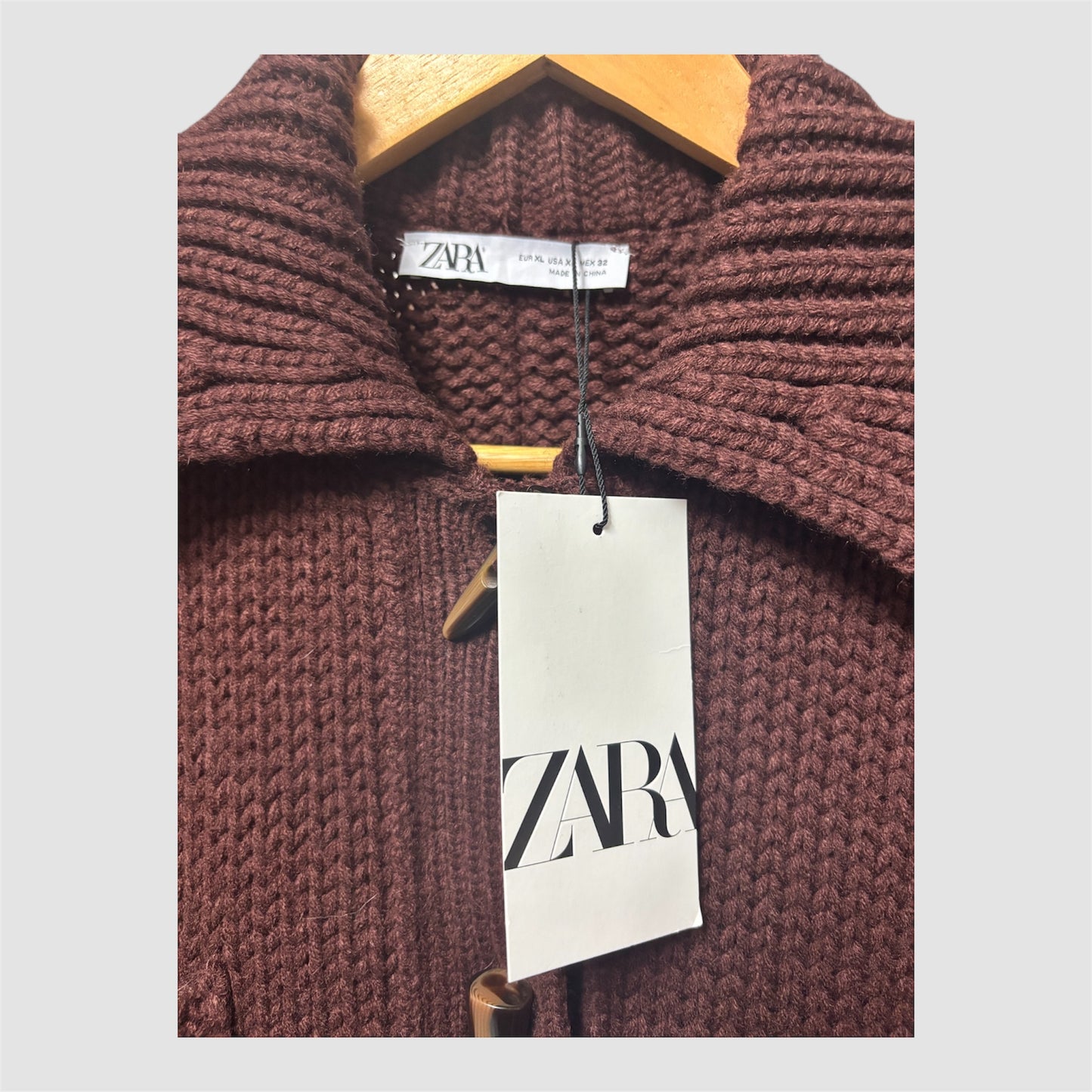 Casaco Zara Malha Castanho XL Novo