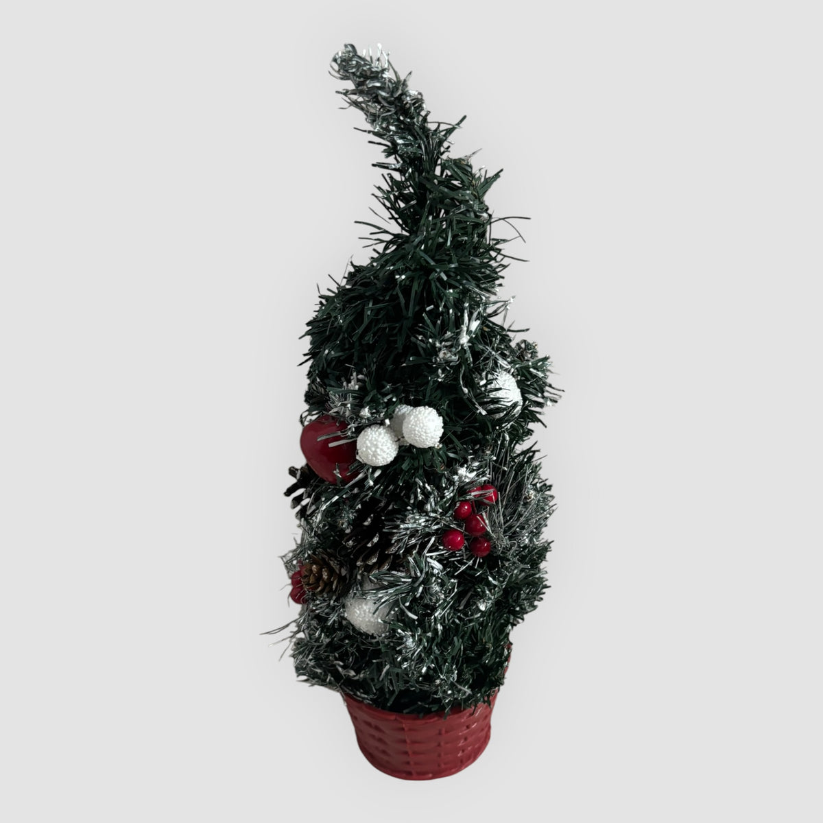 Árvore de Natal Decorativa Pequena com Vaso – Verde/Vermelho
