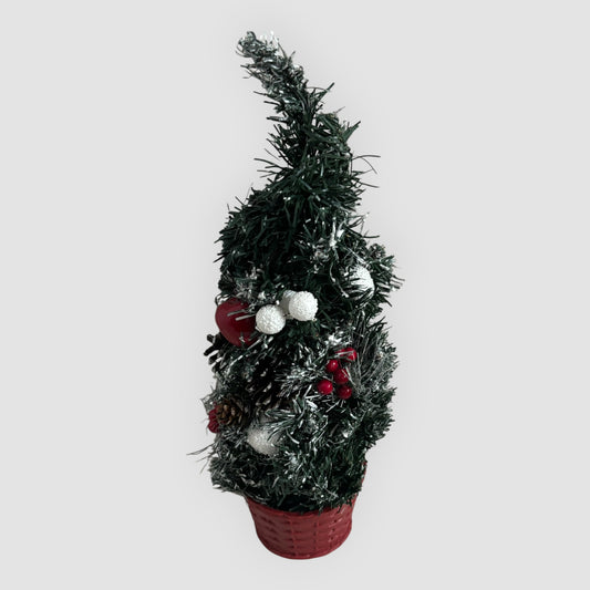 Árvore de Natal Decorativa Pequena com Vaso – Verde/Vermelho