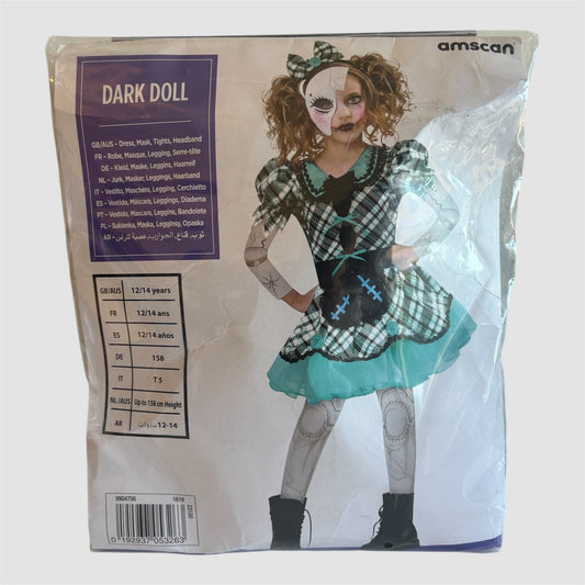 Disfarce menina Dark Doll 12/14 anos Novo