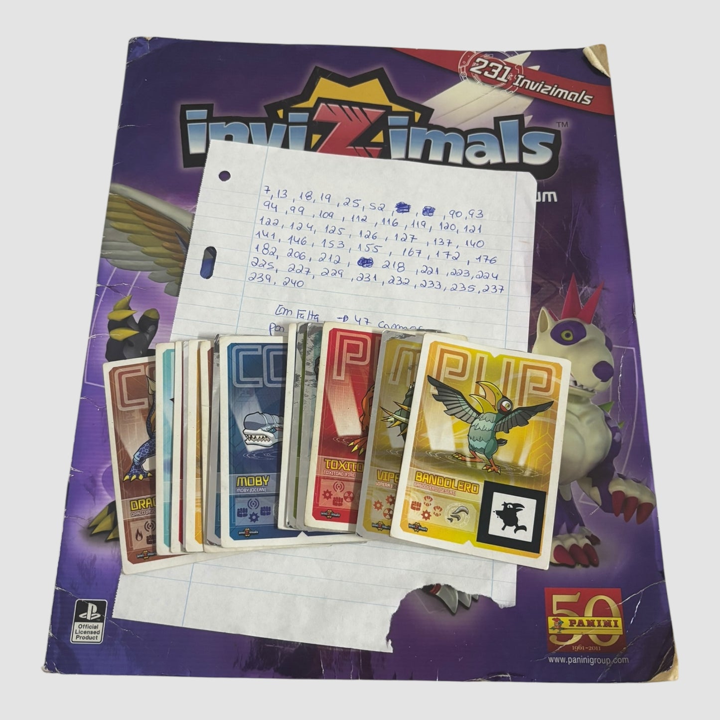 Caderneta Invizimals Panini em falta 47 Cromos