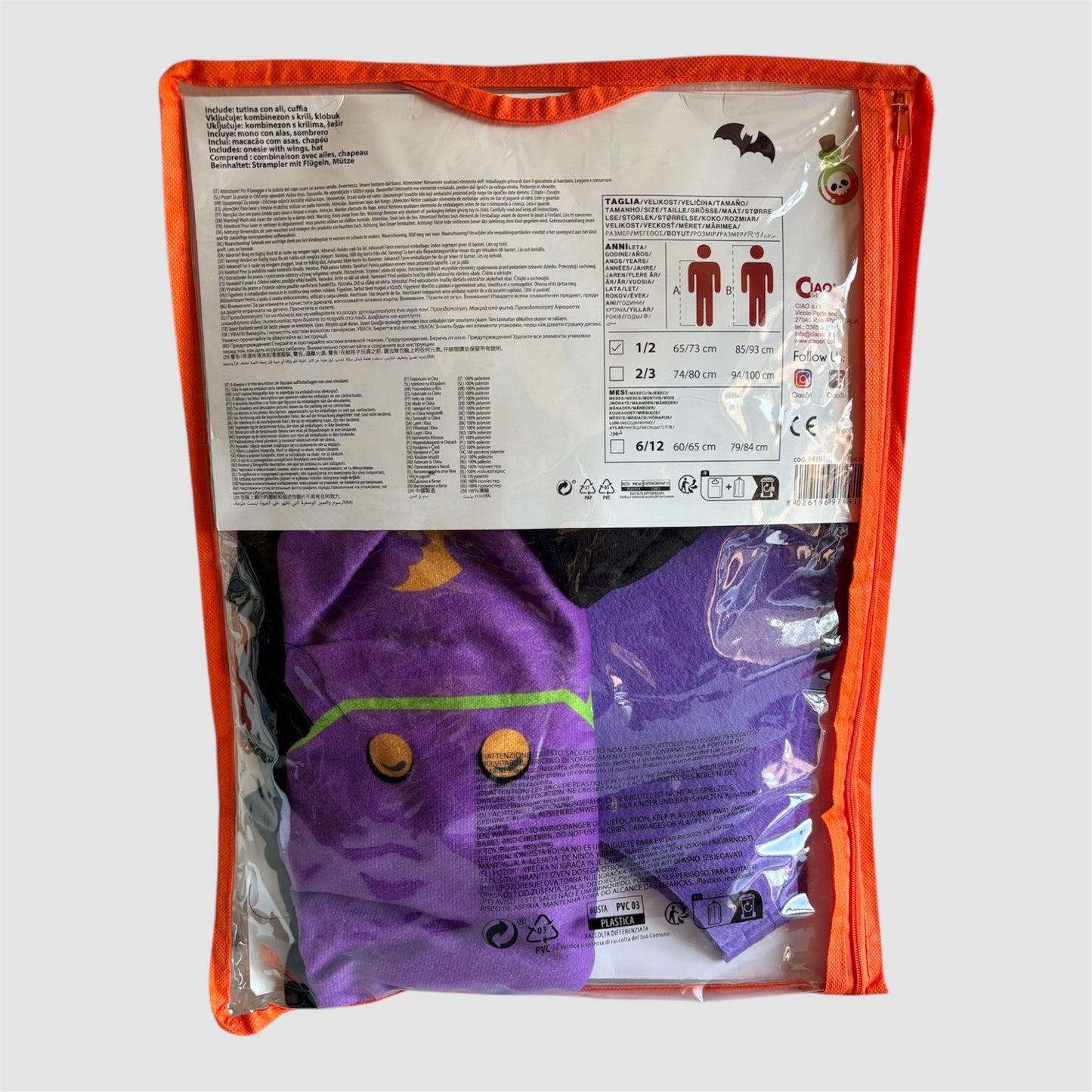 Disfarce Morcego bebé 1-2 anos Ciao