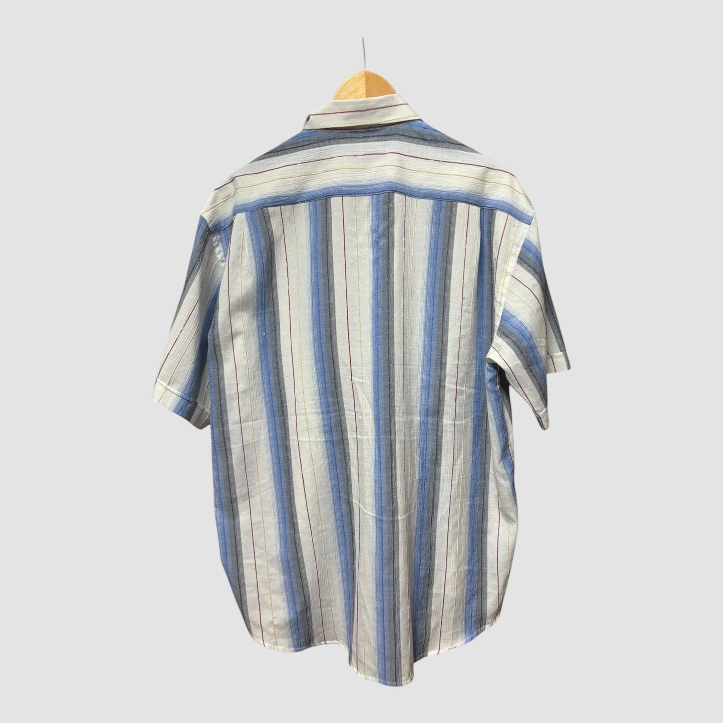 Camisa H&F Homem Manga Curta Listrada Azul XL