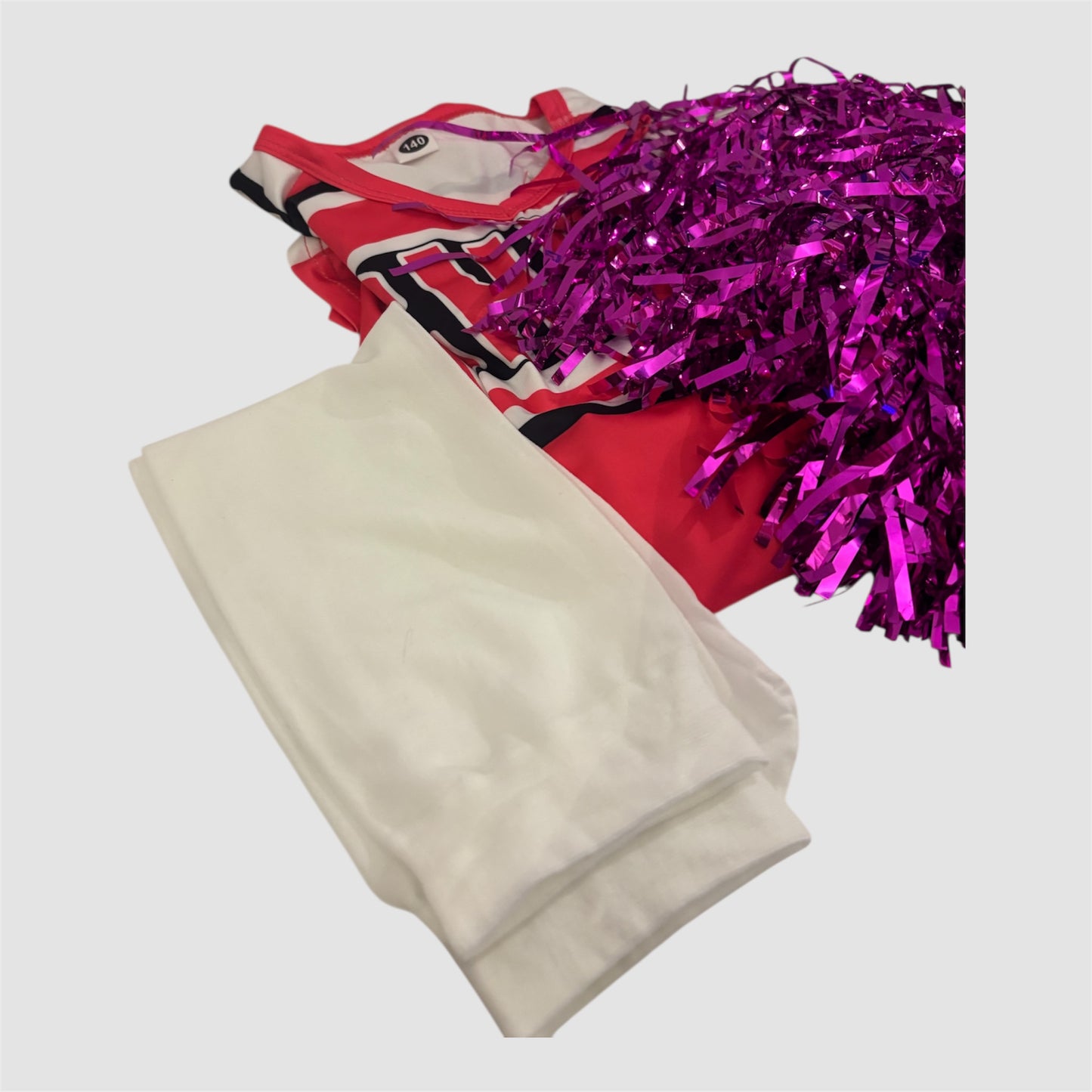 Disfarce de Animadora (Cheerleader) Menina Rosa c/ Pompons – Tam. 140 (9-10 anos)