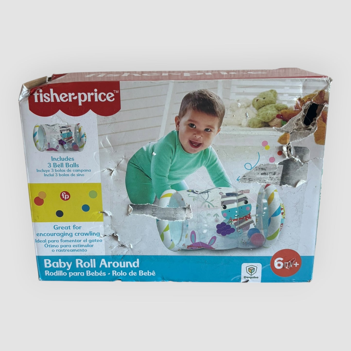Fisher-Price Baby Roll Around – Rolo Insuflável para Bebés com 3 Bolas | 40 × 27 cm | Usado