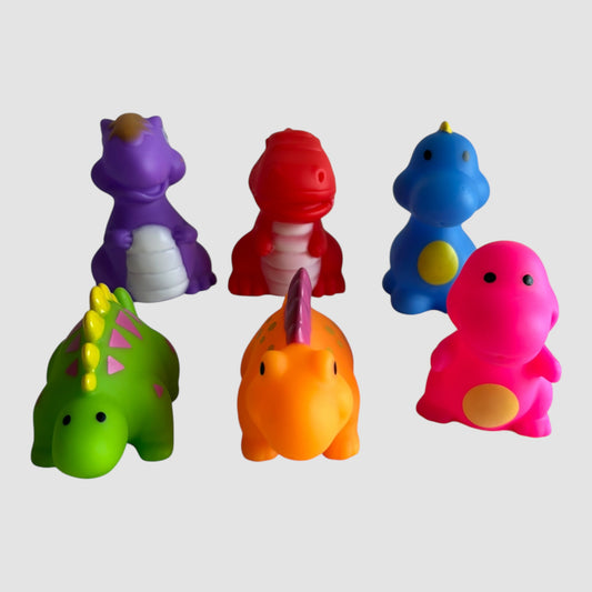 Conjunto de 6 brinquedos de banho em forma de dinossauro