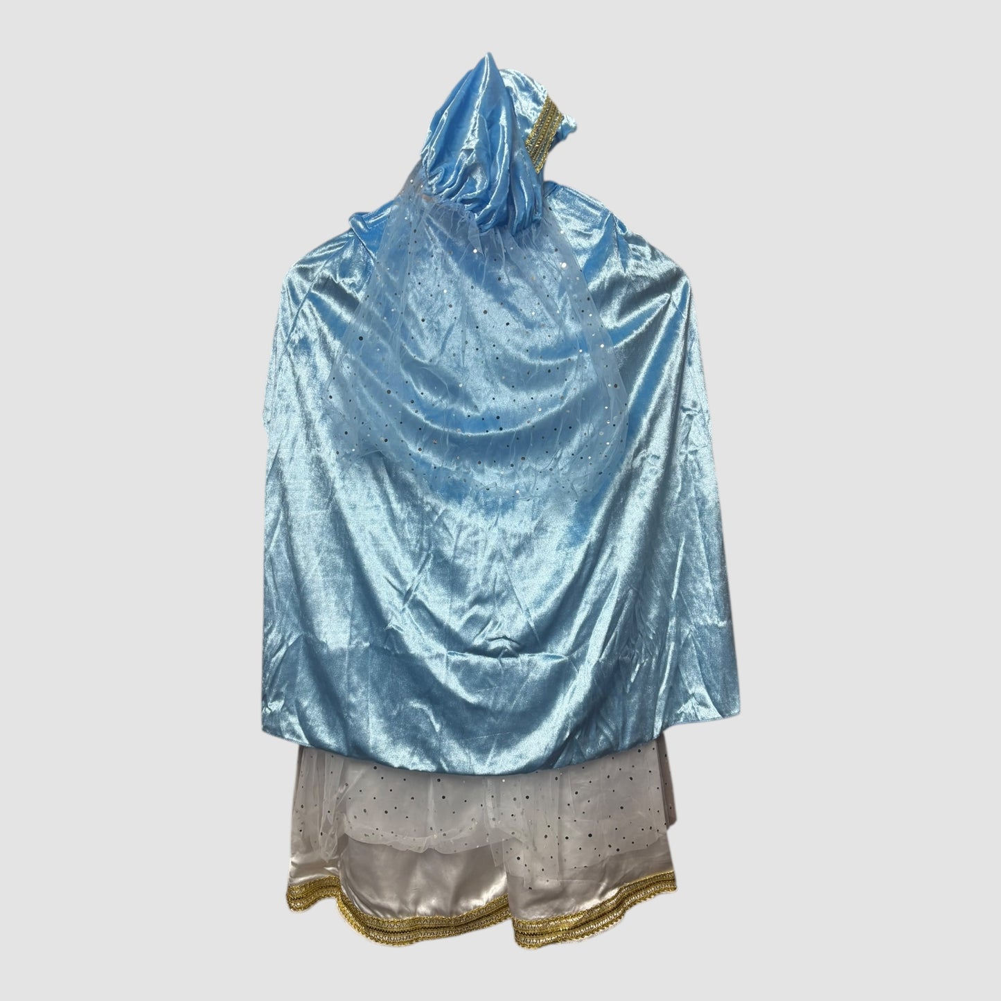 Disfarce Virgem Maria (Presépio) Menina – Vestido Branco com Detalhes Dourados