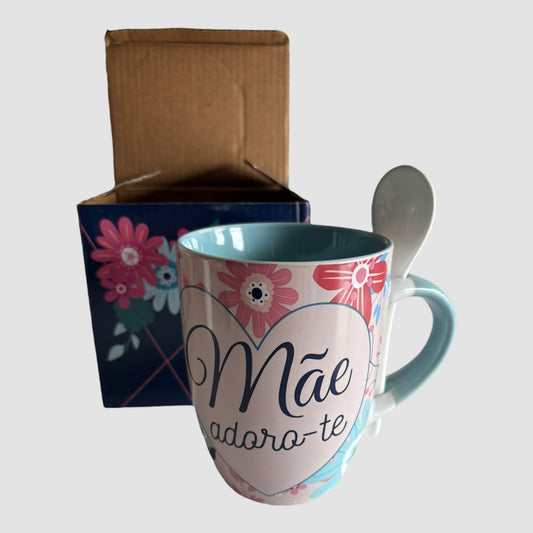 Caneca Mãe Cerâmica com Colher